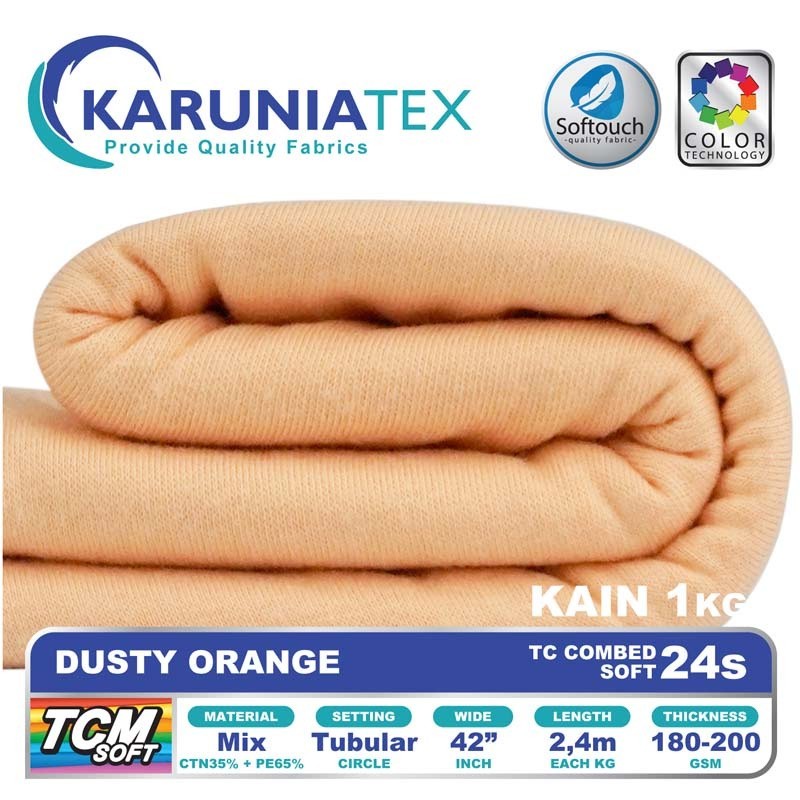 Kain Kaos TC Combet 24s Kiloan | Dusty Orange | Karunia Textile