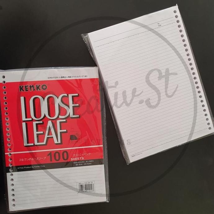 

Spot Barang !!! Kenko Loose Leaf B5 100 Lembar Isi Binder 26 Ring