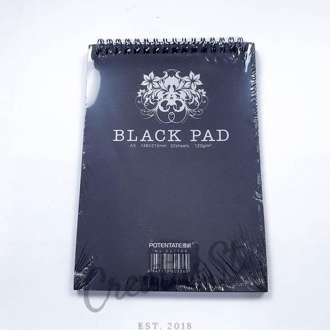 

Termurah !!! Potentate Black Pad Buku Sketsa Hitam A5 32 Sheet 120 Gsm Wire Book 21 Cm X 15 Cm