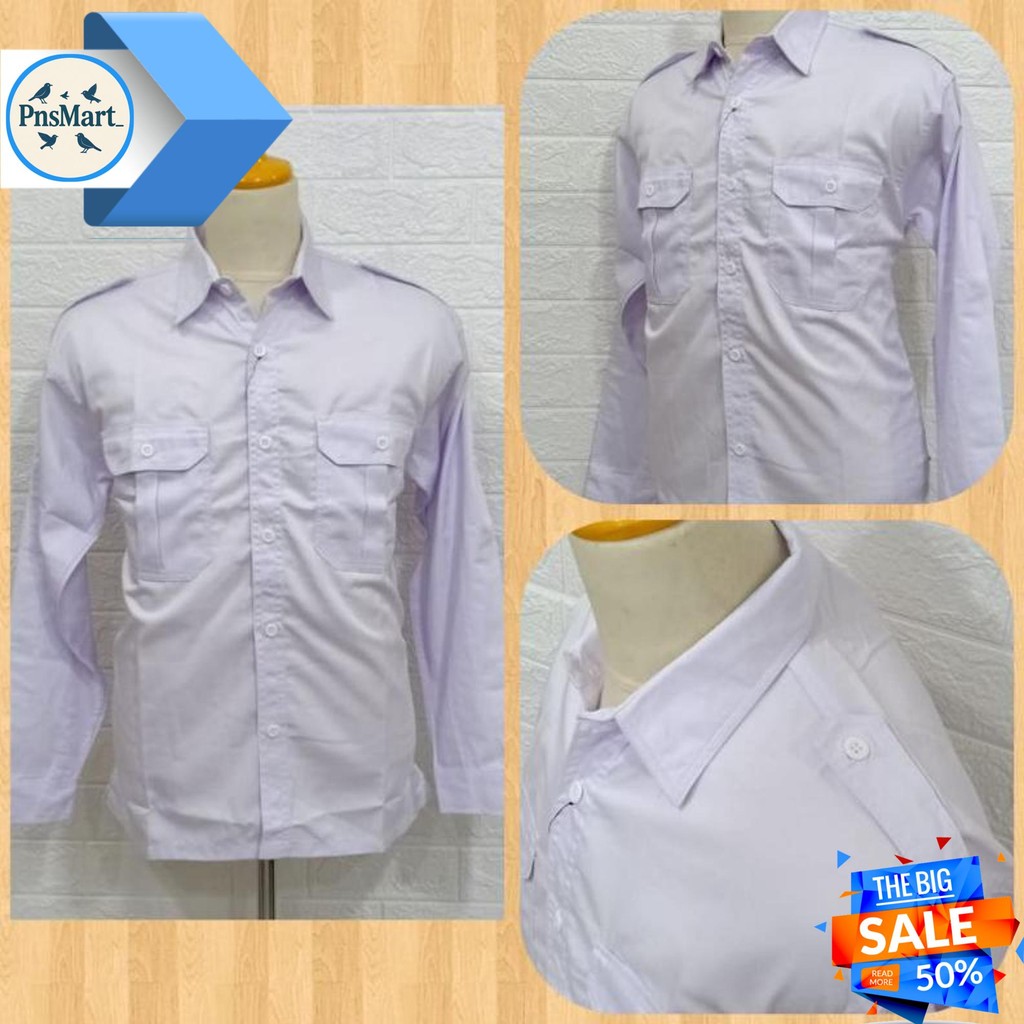 ENZINO KAMEJA PDH PDL PNS PUTIH HITAM PRIA LENGAN PANJANG BAJU KERJA KANTOR OUTDOOR BAHAN KATUN DRIL