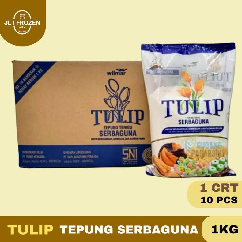 

READY STOCK Tulip Tepung Terigu Serbaguna / Tepung Terigu Kue Gorengan Jajanan Pasar - KARTON isi 10 x 1KG