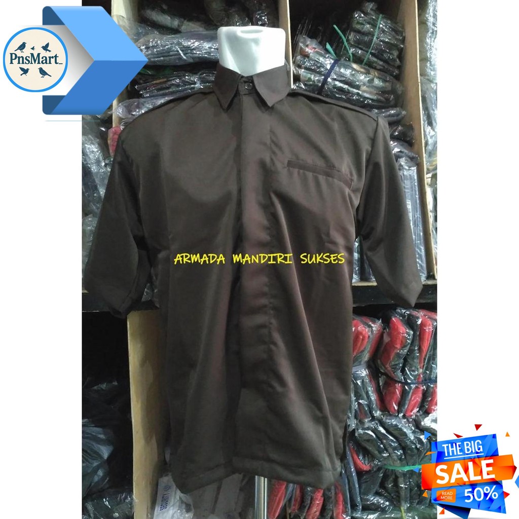 SERAGAM SAFARI PASPAMPRES COKLAT - SAFARI PASPAMPRES PENDEK COKLAT