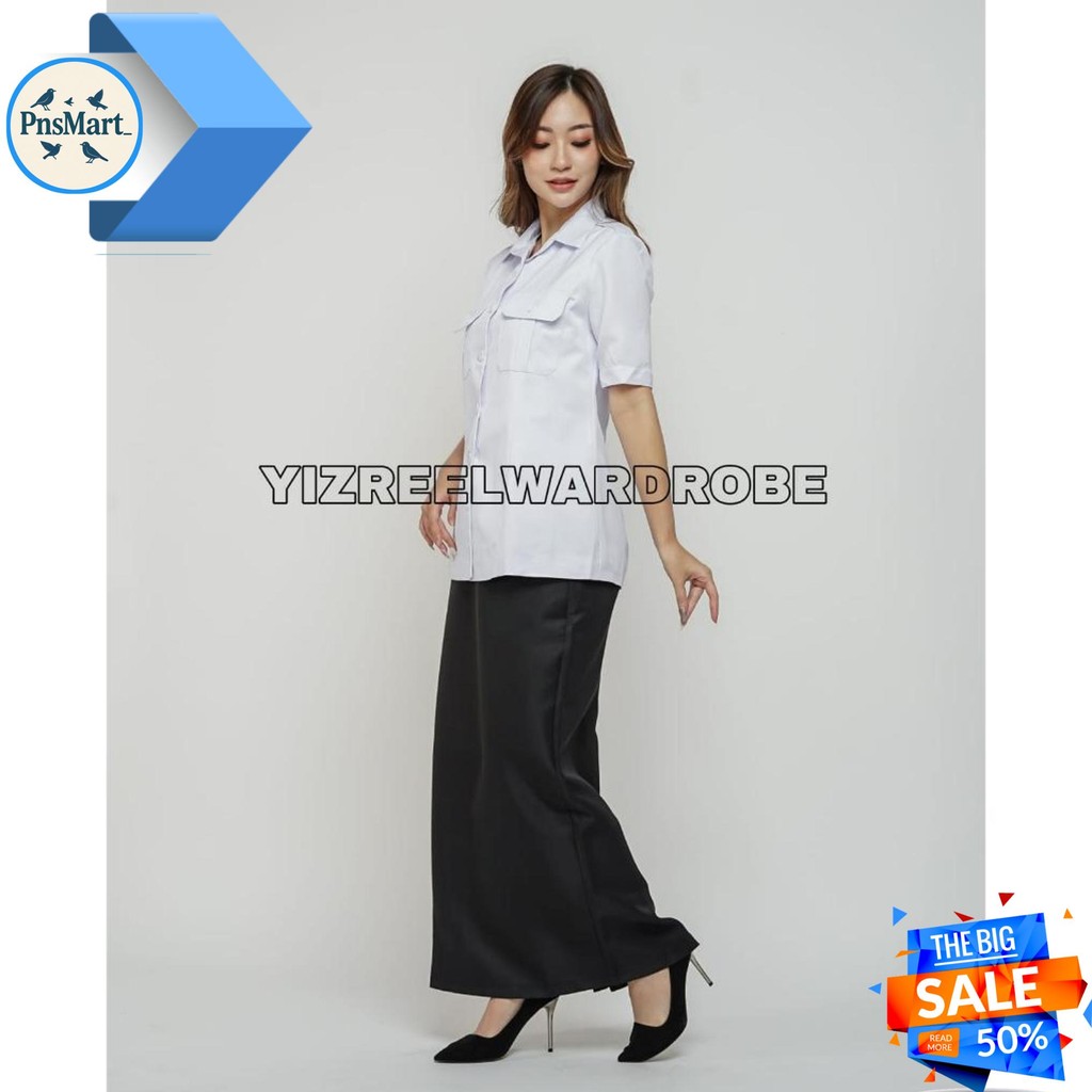 BLAZER WANITA / SERAGAM PNS ASN WANITA / BAJU DINAS PDH / BAJU GURU WANITA - 0901 PUTIH HITAM