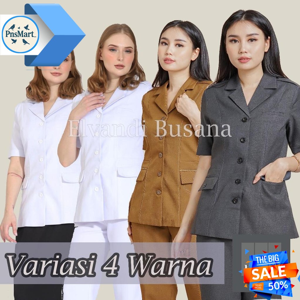 BLAZER WANITA BAJU KERJA KANTOR SERAGAM DINAS PDH PNS PEMDA GURU ASN WANITA KODE 6605 ABU TUA