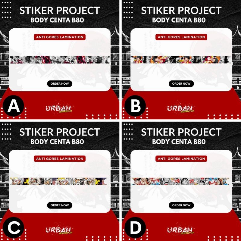 

Terlaris Stiker B80 Anime Collection 4 Stiker Garskin Premium Not Casing Bisa Custom *Promo*