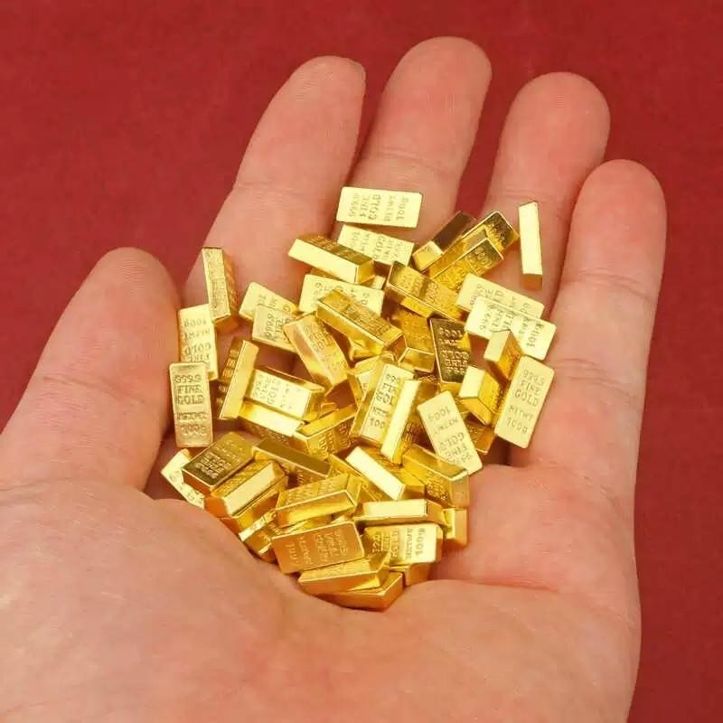 100Pcs Emas Antam Palsu Miniatur Emas Antam Replika  Fake Gold Bar Batangan Mainan Pirate
