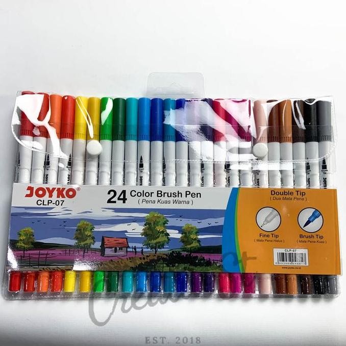 

Promo !!! Joyko Brush Pen 24 Warna Spidol Kaligrafi Brush + Pen Clp-07 Set Spidol Stationery
