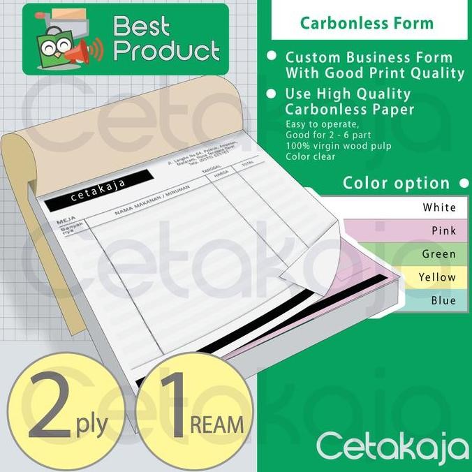 

CETAK NOTA 1 RIM 2 PLY / RANGKAP ( Custom NCR INVOICE BON ) 2ply 1rim
