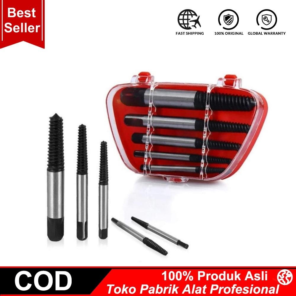 Coofari Tab Balik 5Pcs Screw Extractor Set Pembuka Baut Patah