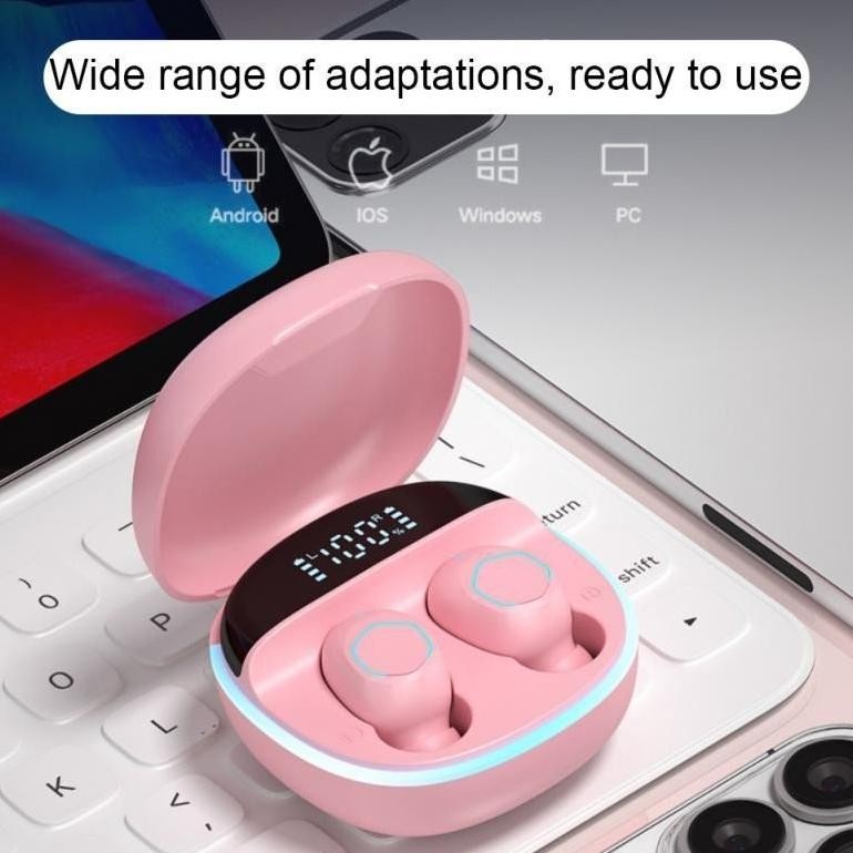 ''Terlaris" M13 Macaron Headset Bluetooth Tws With Mic Breathing Light Case Led Murah