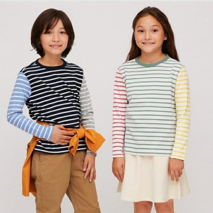 Murah Baju Anak T Shirt Garis Crew Neck Uniqlo / Uniqlo Kids T-Shirt