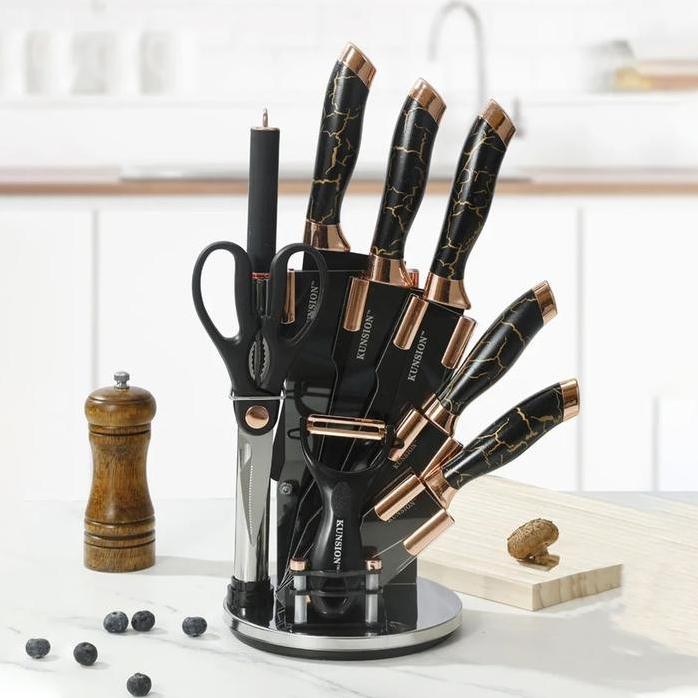 

Terlaris Nexxio Pisau Set Multifungsi Isi 9Pcs 7Pcs Stainless Steel Marble Multifungsi Koki Alat Dapur Knife Kitchenware