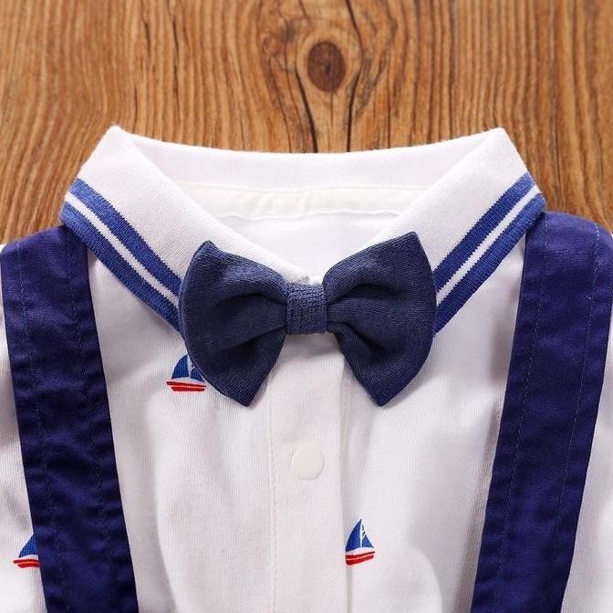 Grosir Babylovanta Jumper Bayi Laki-Laki Motif Kapal Navy Lengan Pendek Usia 0-24 Bulan | Baju Cowok