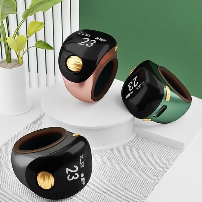 OLED Silent Scroll Ball Digital Tasbih Ring Tally Counter Muslim Zikir Rechargeable [terbaik]