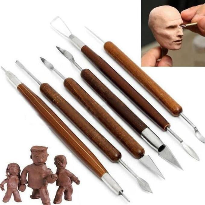 

new !!! Clay Sculpting Wax Pottery Carving Tool set 6 (Wood Ceramic Polymer) murah