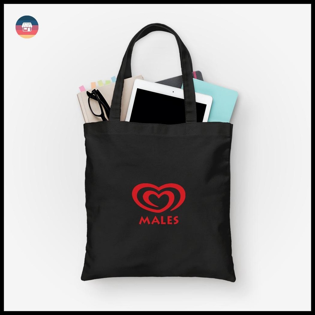 TOTEBAG KANVAS PARODI BRAND MALES | CANVAS TOTEBAG MALES HITAM PUTIH | RESLETING