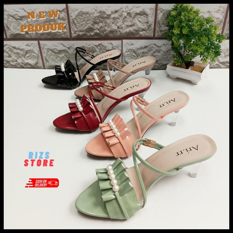 HIGH HEELS WANITA /HEELS TALI SILANG/ SANDAL PESTA / HIGH HEELS KACA MUTIARA DERETUTIARA DERET TALI 