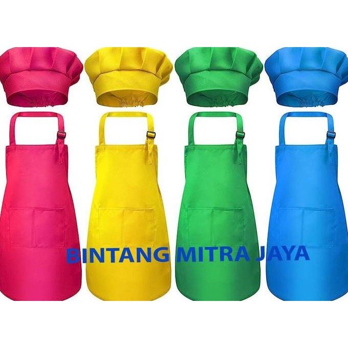 

Terlaris Promo Apron Anak Gratis Topi Chef Koki High Premium Quality