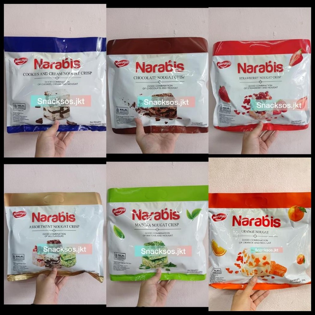 

[BIG 200GR] NARAYA NARABIS NOUGAT CRISP CHOCOLATE / STRAWBERRY / ORANGE / COOKIES AND CREAM / MATCHA / ASSORTMENT