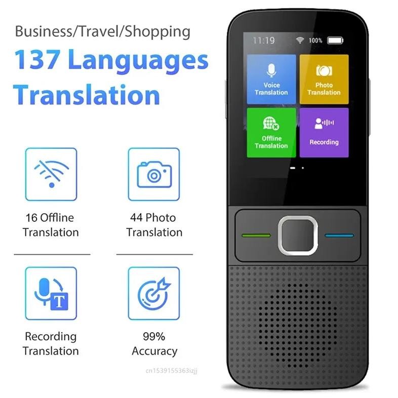 

Smart Voice T10 Translator Machine 137 Multi Languages in Real Time Online Instant Off Line Translation AI Learning Conversion