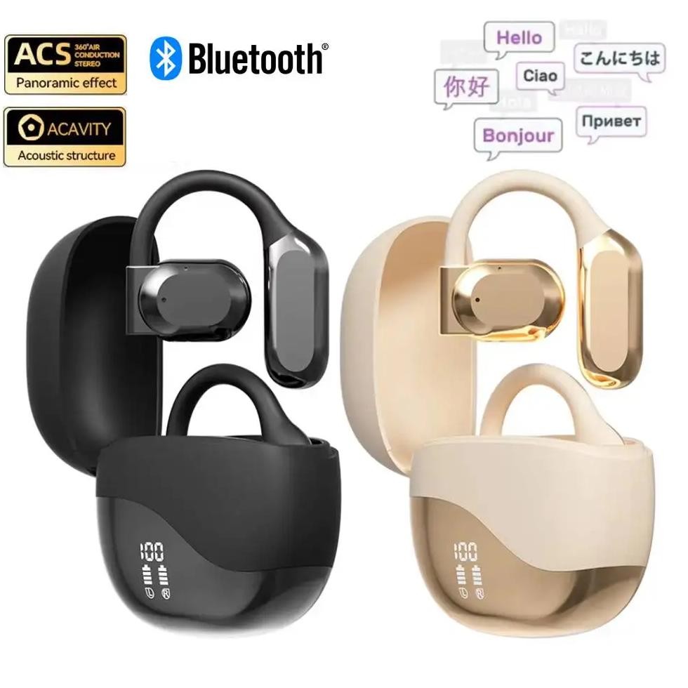 

Real Time AI Translator Earbuds Bluetooth-Compatible 5.4 Noise Cancelling Smart Voice Translator Ear Hook Translation Earphones