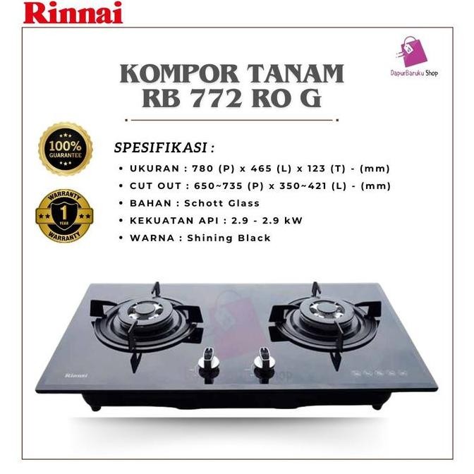 Tersedia Kompor Tanam RINNAI RB 772 RO G / RB 772 RO(G) / RB 772RO G
