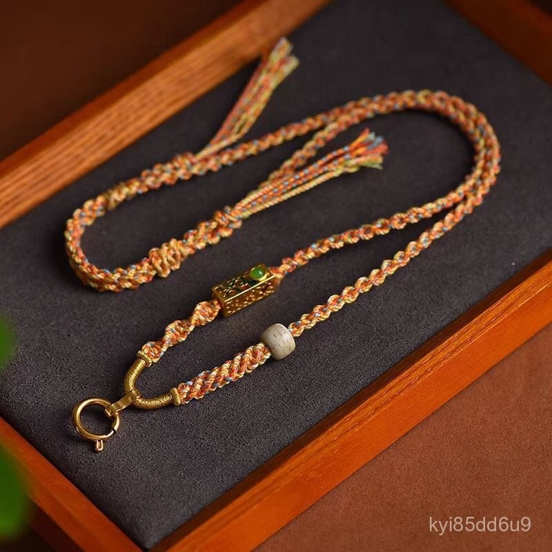 Kalung Senar Katun Gosok Tangan Jimat Tibet Rantai Liontin Thangka