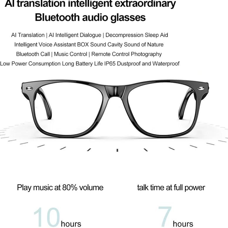 

W100 Smart Glasses 134 Online Language AI Automatic Dialogue Translation Bluetooth Glasses with Speaker, Sports UV Protection