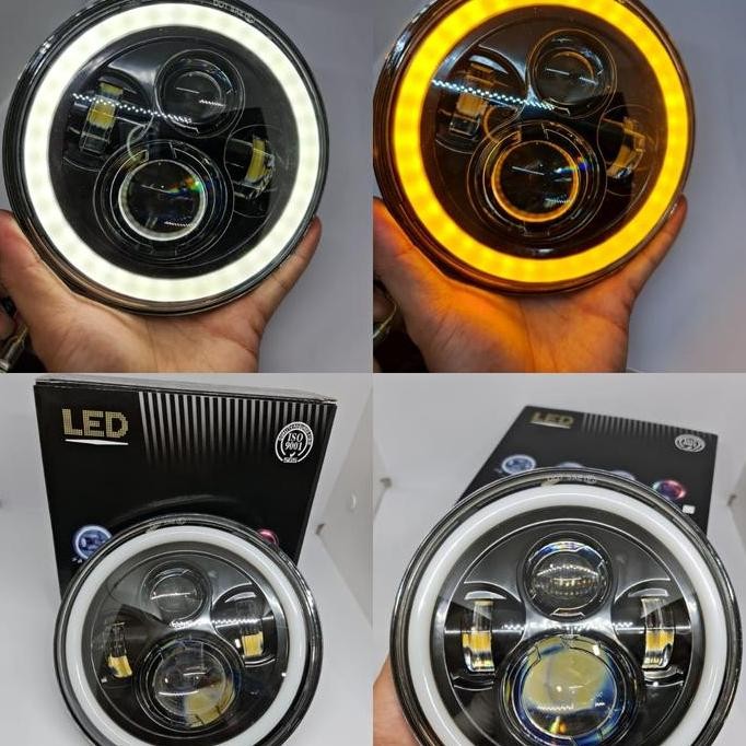 Lampu Headlamp 7 inci inch Bulat Ring Batok Lampu Utama motor mobil Harley Jeep 7inc BULAT Waterproo