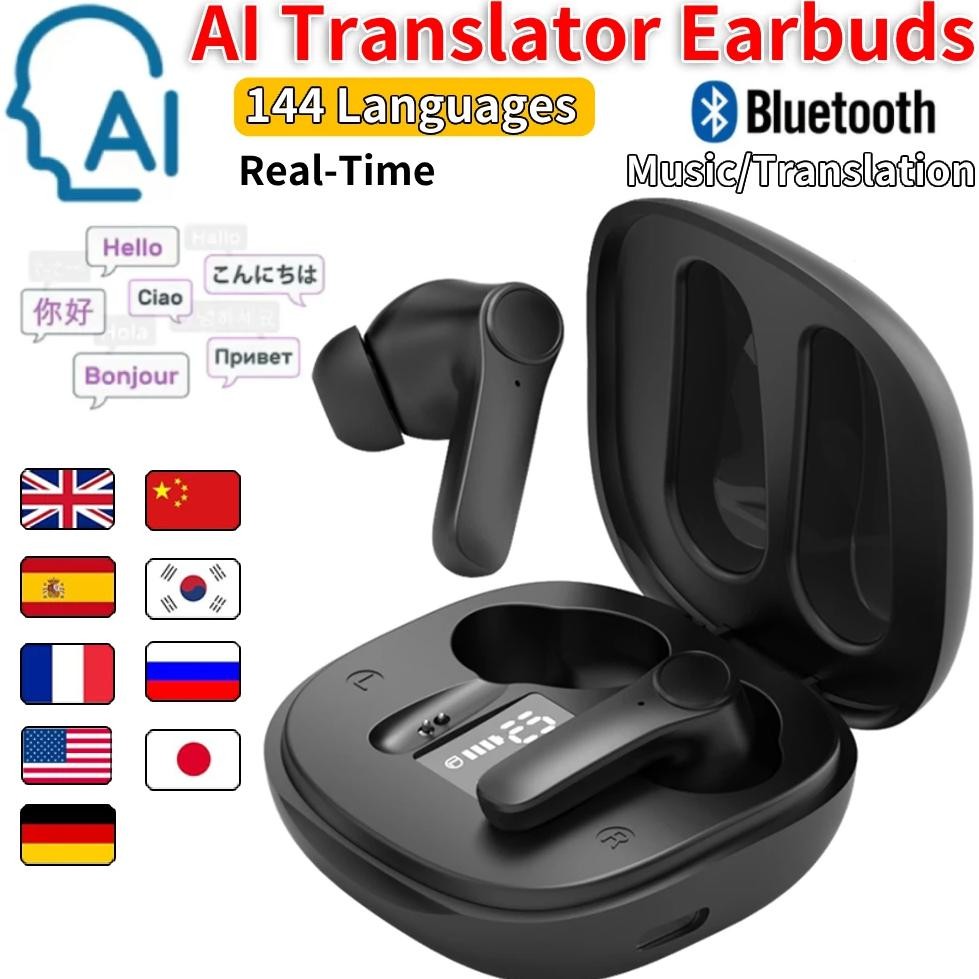 

144 Languages Real-Time Translators Headphones 4 Mode AI Translator Earbuds Wireless Bluetooth Translator Headset for Travel