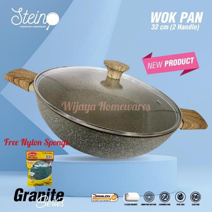 Tersedia Stein Cookware - Granite Series Wok Pan 32cm