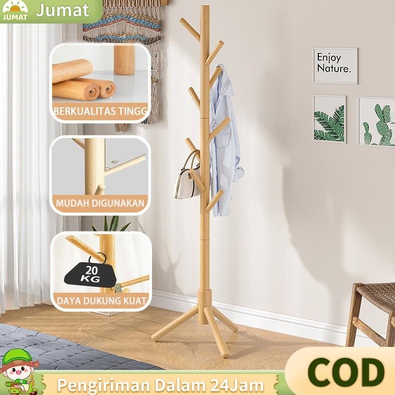 Rak Mantel Stand Hanger Kayu Rak Gantungan Tas Gantungan Topi Gantungan Jilbab Stand Hanger Portable
