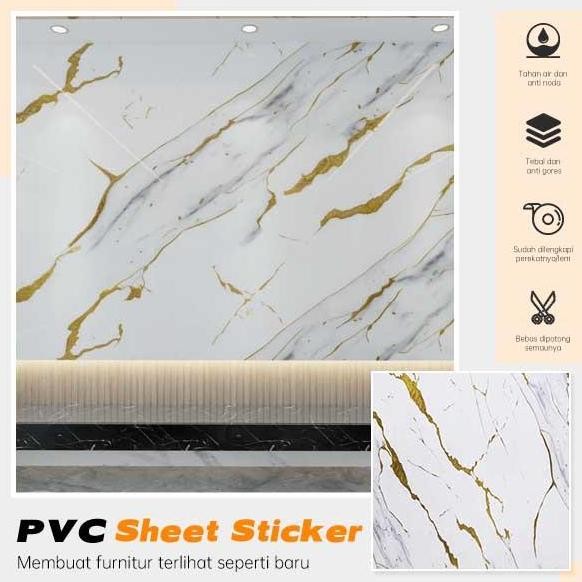 Sticker Marmer Pelapis Furniture Sticker Dinding Pvc Interior Film