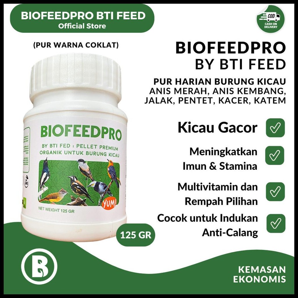 BIOFEEDPRO PUR BURUNG KICAU 125GR JALAK - CENDET - KACER - ANIS MERAH - ANIS KEMBANG - KAPAS TEMBAK 