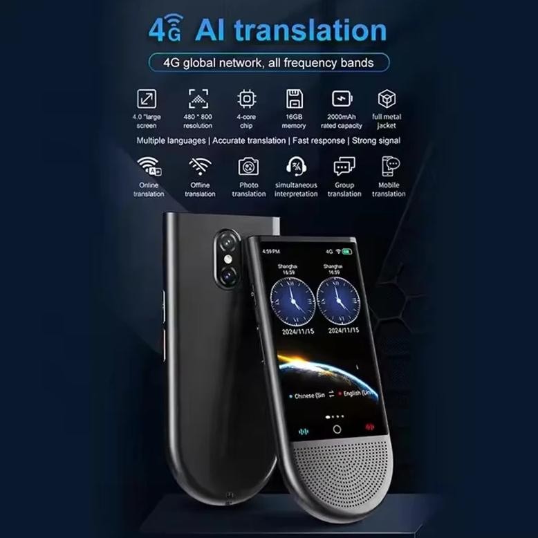 

S15 4G Portable AI Translator 16GB Memory 148 Language Smart Translate In Real Time Voice Photo Offline Translated