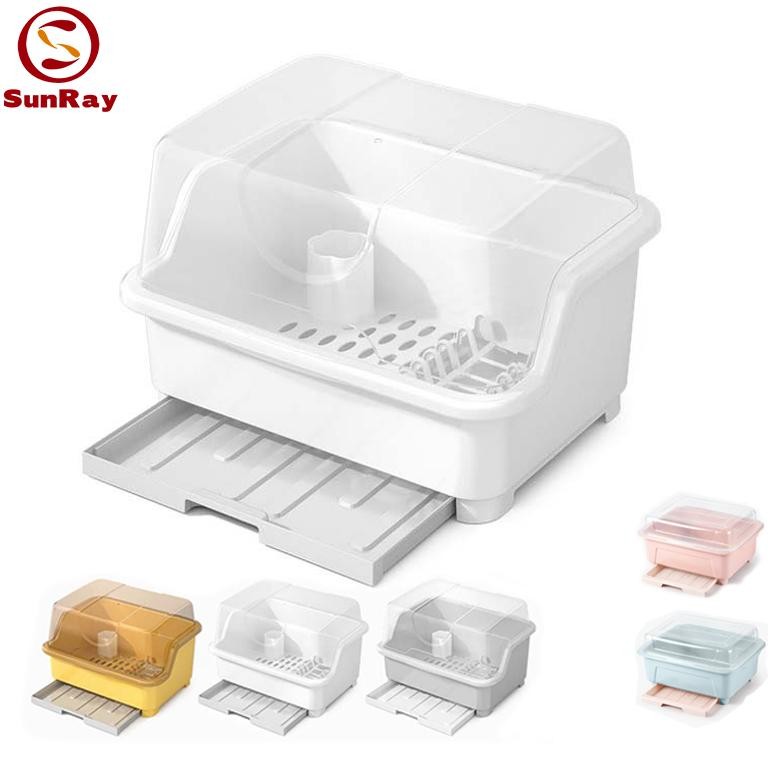 Rak Piring Plastik Rak Pengering Piring Rak piring tertutup / Sendok Rak DapurTutup Rak Piring Plast