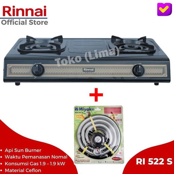 Tersedia Kompor Gas 2 Tungku Rinnai 522 S Murah Kompor Rinnai 2 tungku 522S