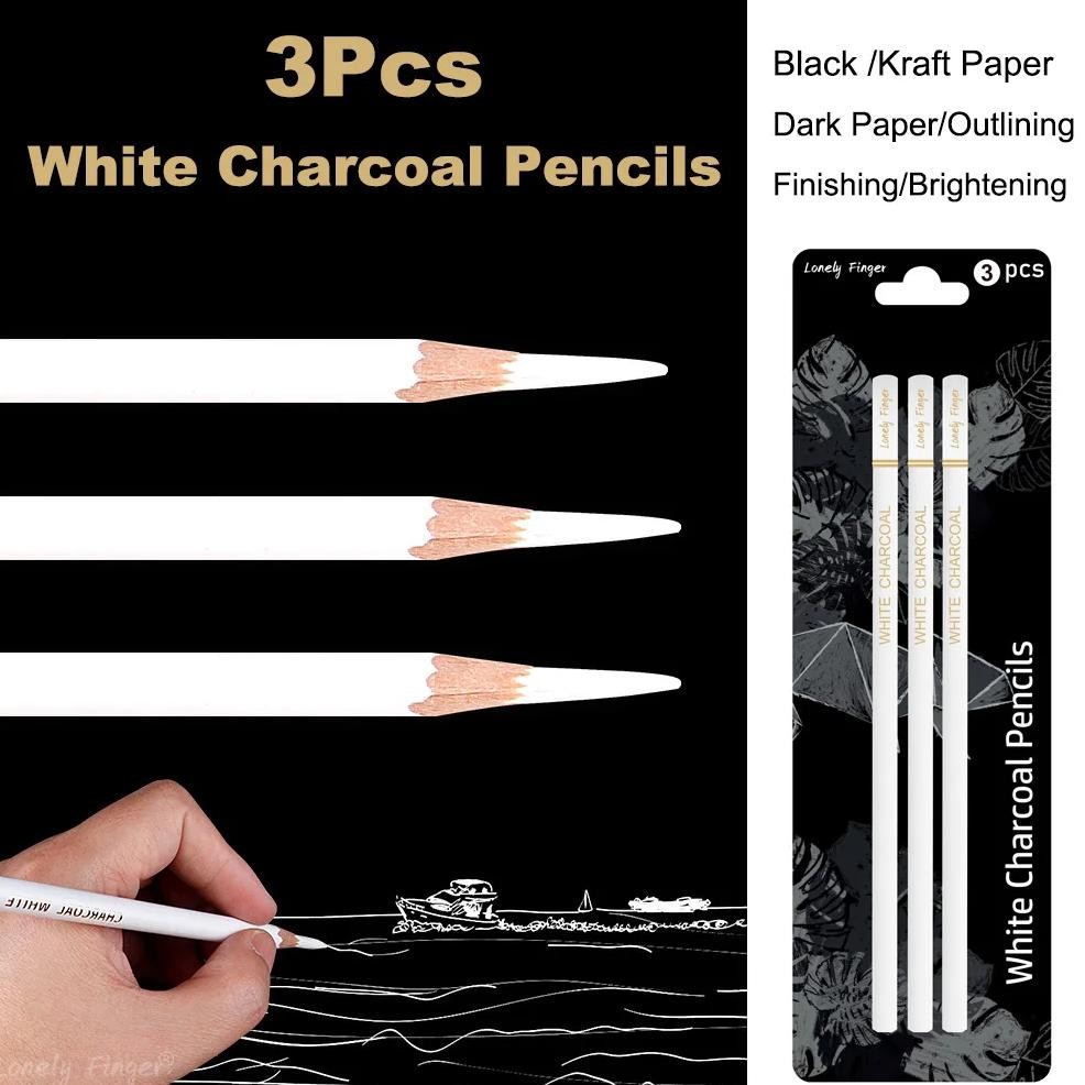 

White Charcoal Pencils Set, Sketch Highlight White Pencils For Drawing, Sketching, Shading, Blending, Chalk Pencils For Artists