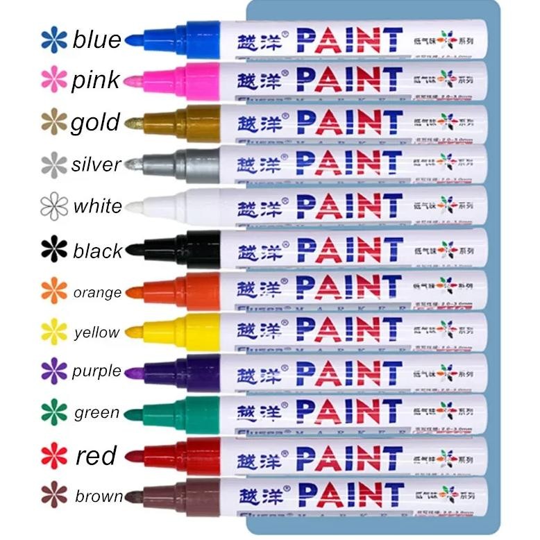 

12 Colors White Waterproof Rubber Permanent Paint Marker Pens For Drawing Car Tire Tread Eco-Friendly Tire Painting Highlighter