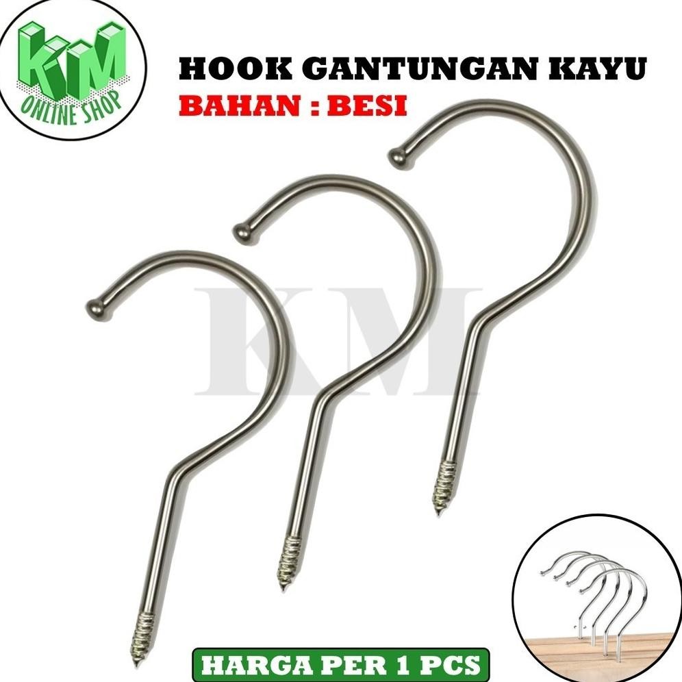 Hook Hanger Kayu Besi Huk Hanger Kayu Silver Kait Hanger Kayu CantolanHangerKayu Hook Kat
