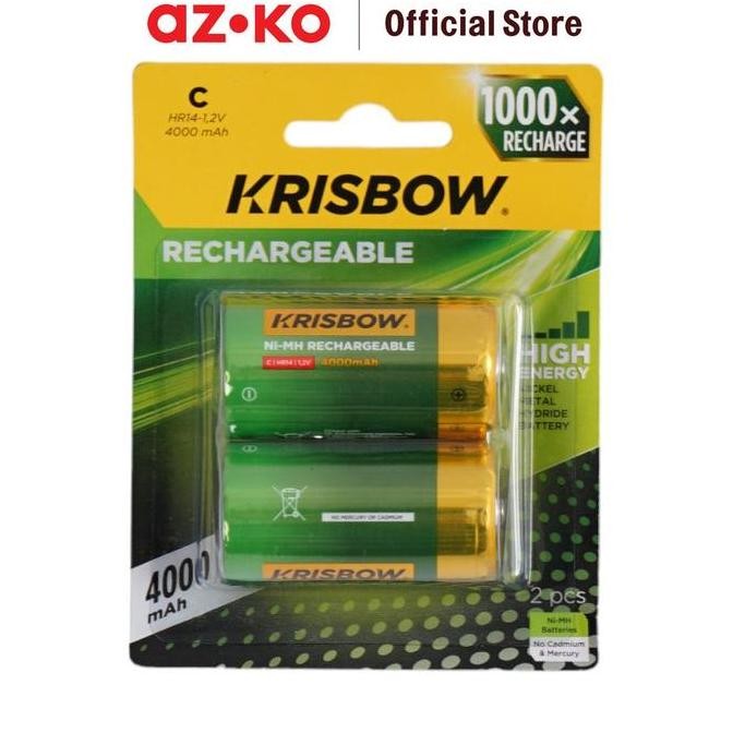 Azko Krisbow Baterai Rechargeable C & D Batre Isi Ulang Peralatan Elektronik Battery Rechargeable