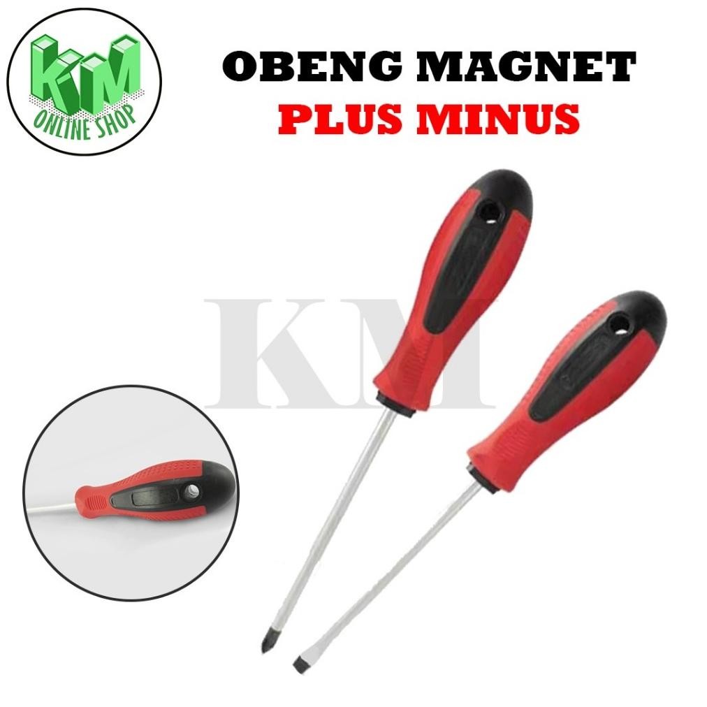 Obeng Magnet Panjang Plus (+) / Minus (-) Obeng GagangKaret Plus Minus
