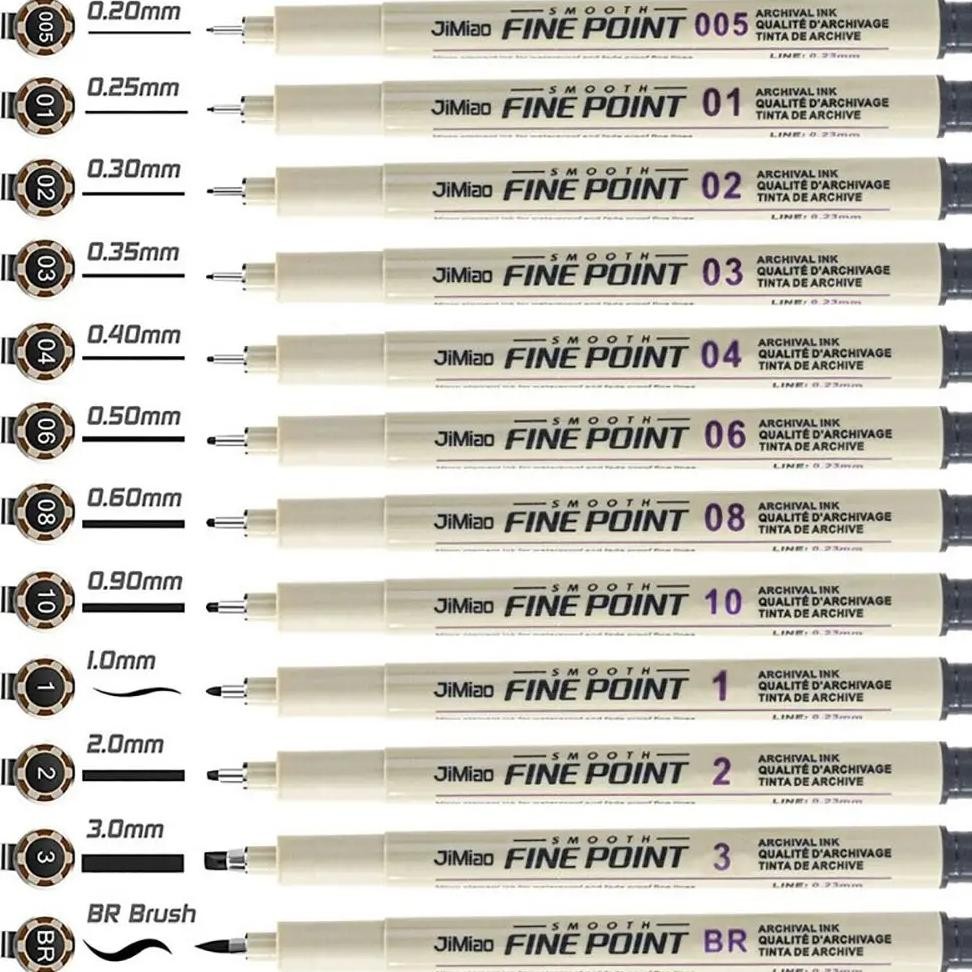 

12 Tip Pigment Liner Micron Ink Marker Pen For Manga Draw Sketching Needle Pen Waterproof Hook Line Pen Sketch Set Art Supplies
