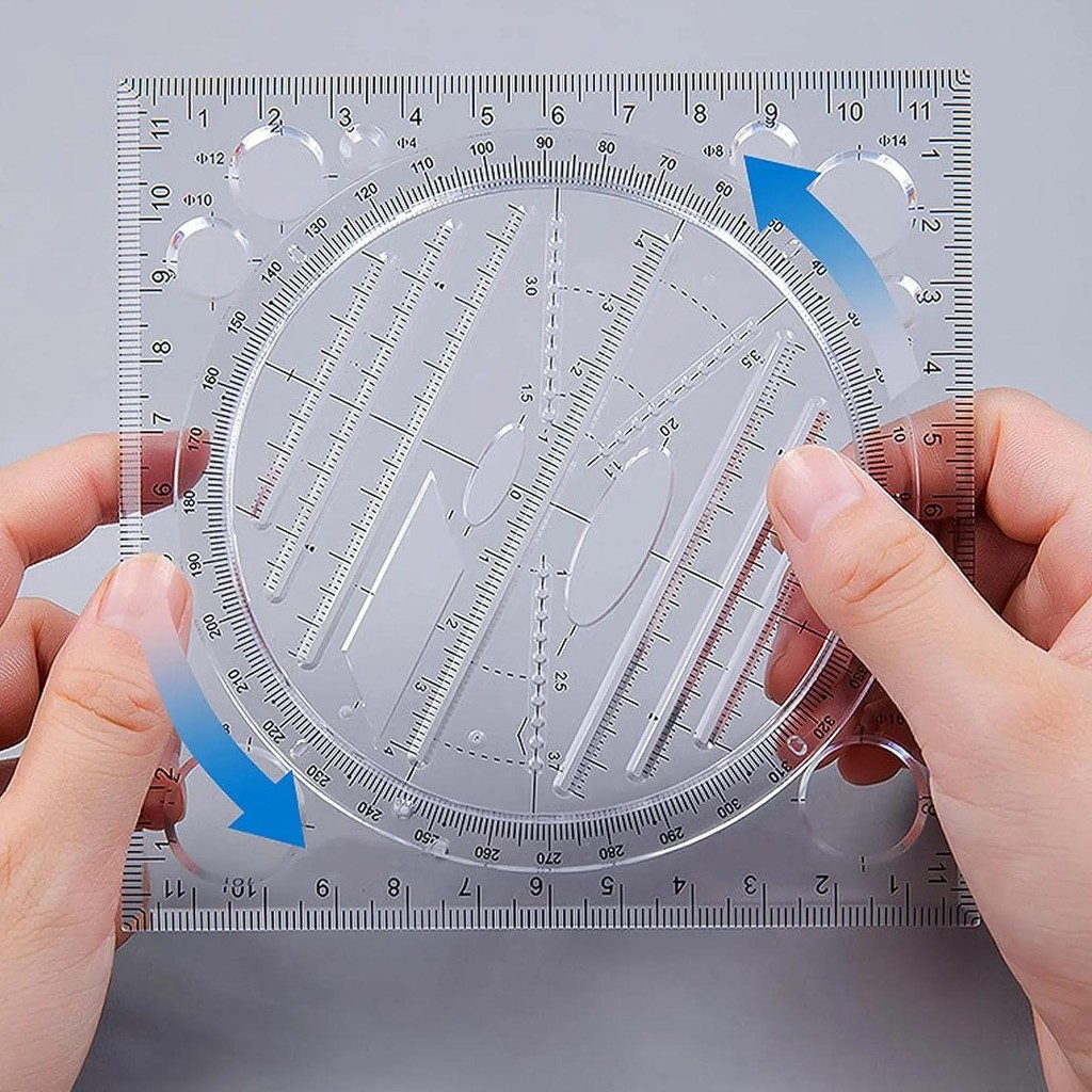 

Multifunctional Geometric Ruler Circle Maker Drawing Template Stencil Ruler Measuring Draft Ruler For Design Students Office