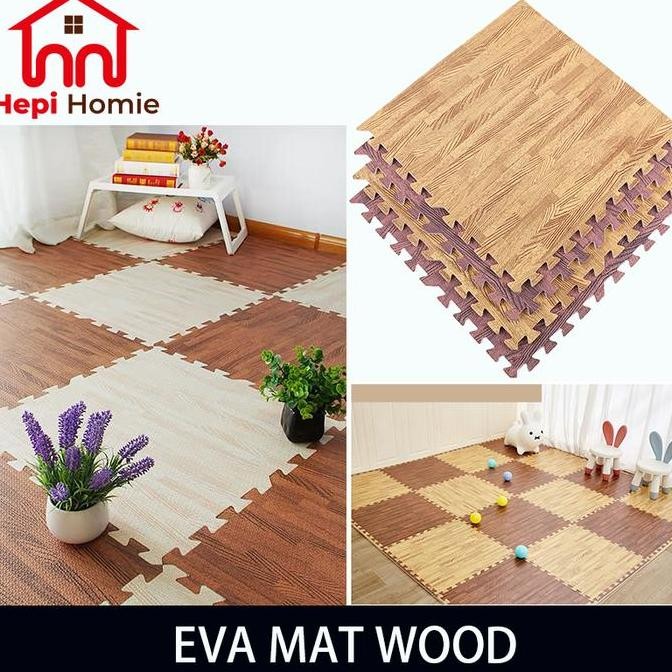 60X60X1CM PUZZLE ALAS LANTAI EVA MAT WOOD KARPET MATRAS EVAMAT KAYU