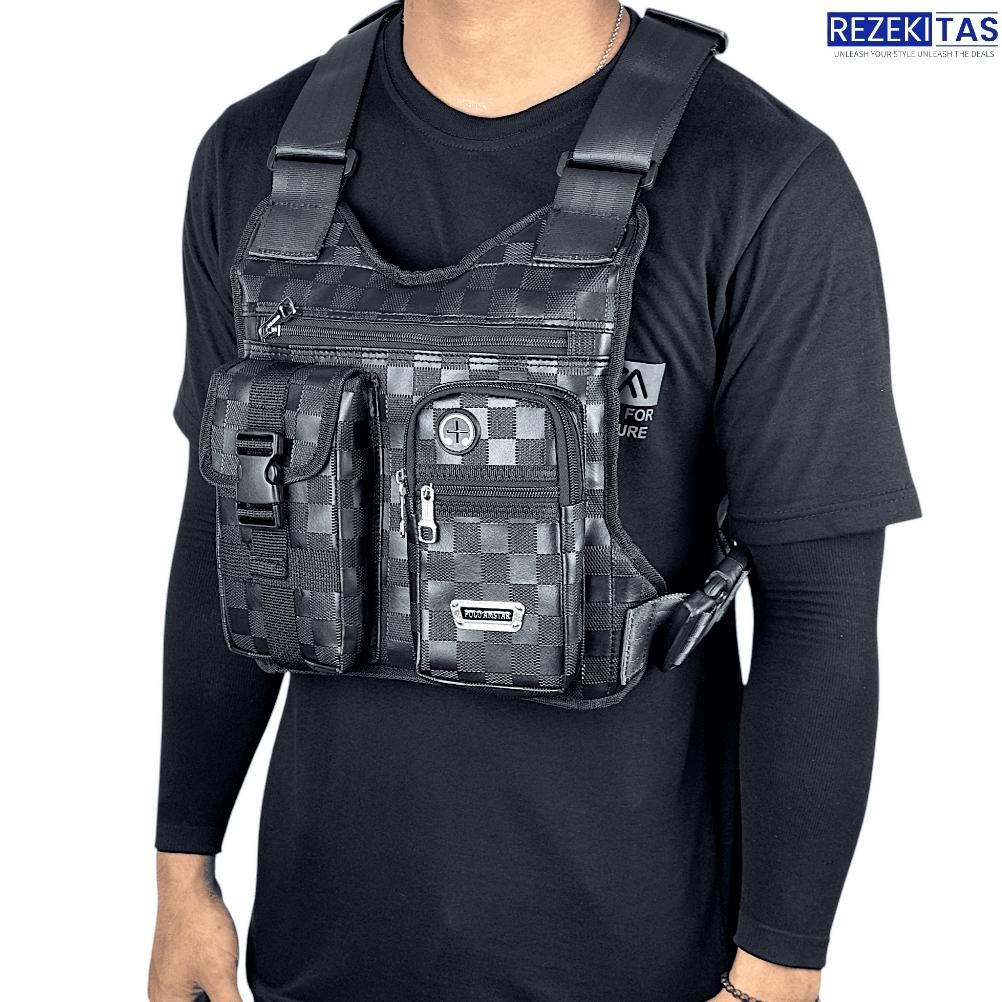 Tas Dada Polo Amstar Bahan Kulit PU Tas Selempang Dada Rompi