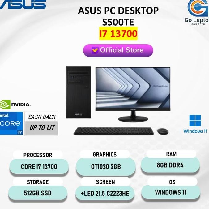BIG SALE ASUS PC DESKTOP S501ME I7 13700 GT1030 4GB/ 8GB 512GB W11 BLK -785030005W +LED 21.5