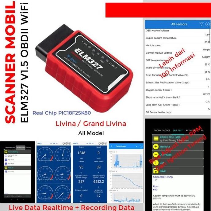Scanner Mobil ELM327 V1.5 Chip ORI OBD2 Grand Livina Connect + Setting