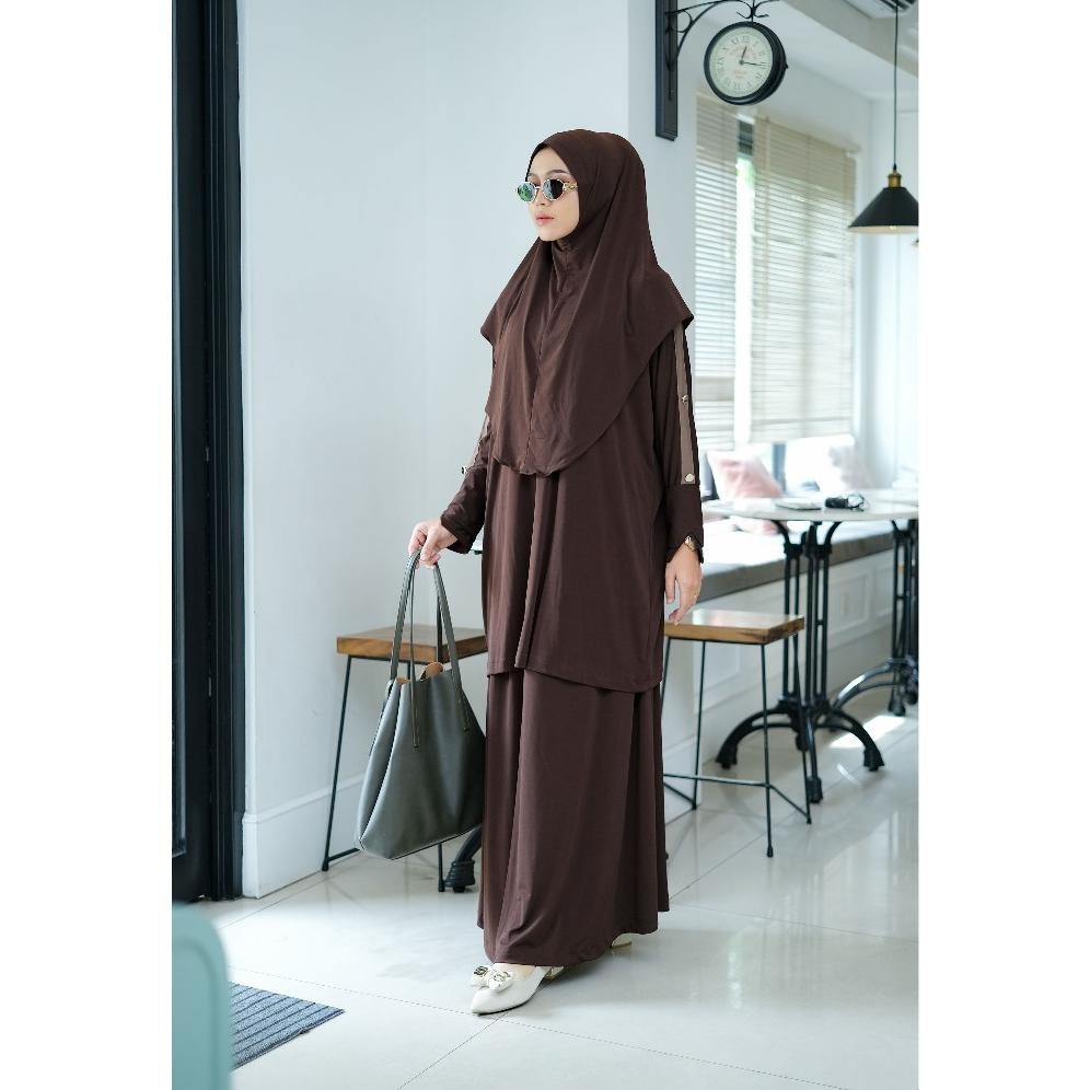 Ready Serayaofficiall - Haifa Set Rok Abaya Jersey - Set Abaya Azzahra Tunik Syari - Tunik Jumbo + R