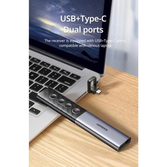 

UGREEN 80136 Laser Pointer Presenter RED Type C USB Dual Conection PPT Power Point Pointers Ori Original Merah Wireless Kualitas Original